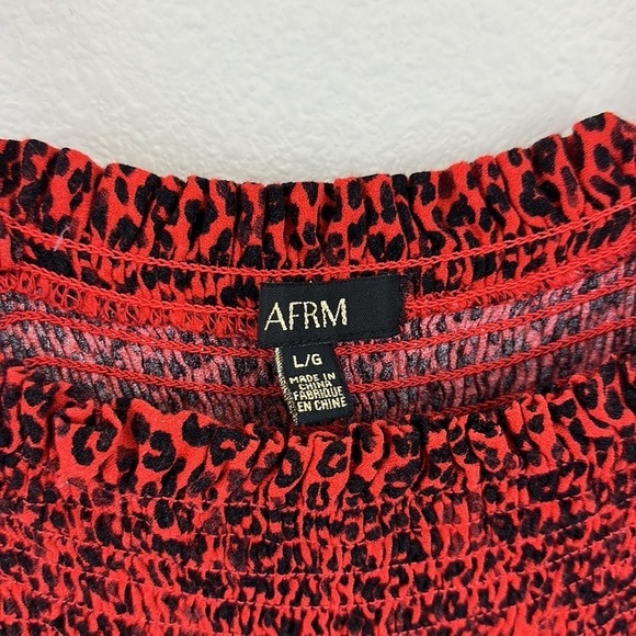 AFRM Owen Red Leopard Smocked Mini Dress - Picture 10 of 10